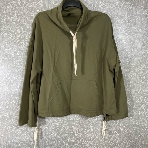Zaful Women's Army Green Plus Size Cropped Sweatshirt - Size 3X - Cowl Neck Top - Picture 1 of 8